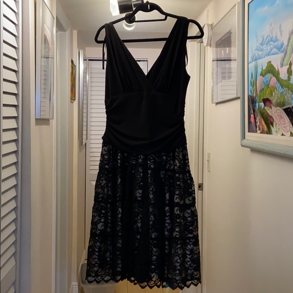 S.L. Fashions Black and Nude Dress Cocktail Dress